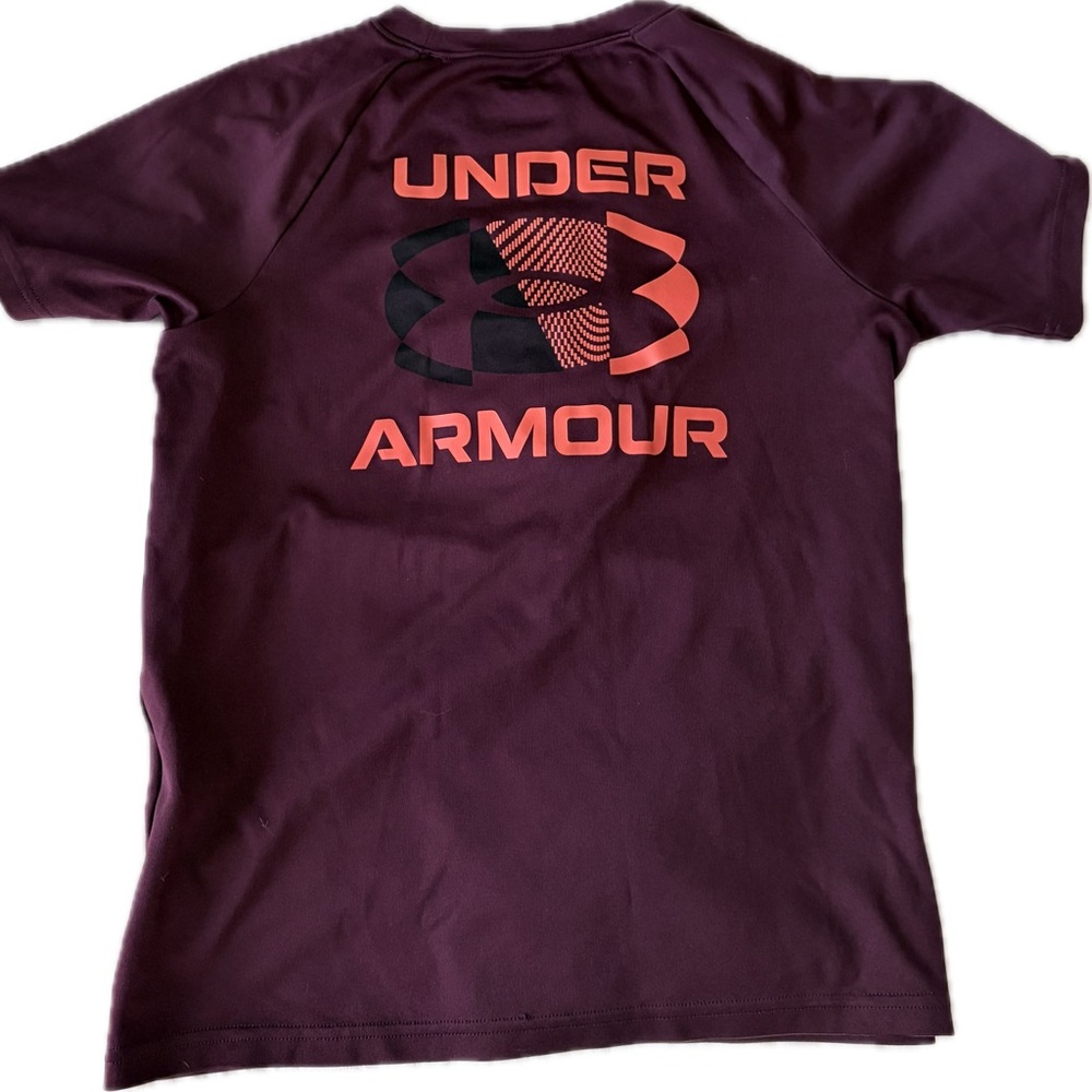 Under Armour Maroon Performance Tee with Orange Accent